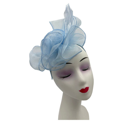 Women's Fascinator Headband Clip Mesh Net Rose Bouquet with Big Bow Flower Feather Wedding Royal Ascot Race