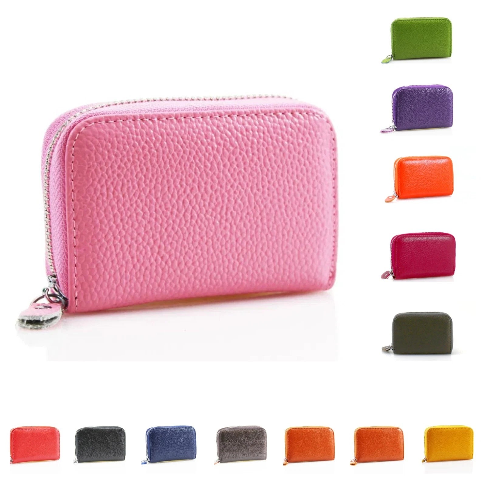 Women's Plain Leather Purse Ladies Card Holder Wallet Zip Pocket Purse Handbag