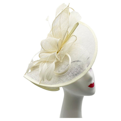 Large Sinamay Looped Feathers Disc Fascinator with Headband & Clip Weddings Races