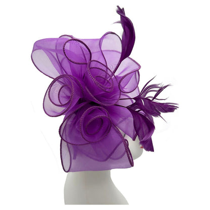 Women's Fascinator Headband Clip Mesh Net Rose Bouquet with Big Bow Flower Feather Wedding Royal Ascot Race