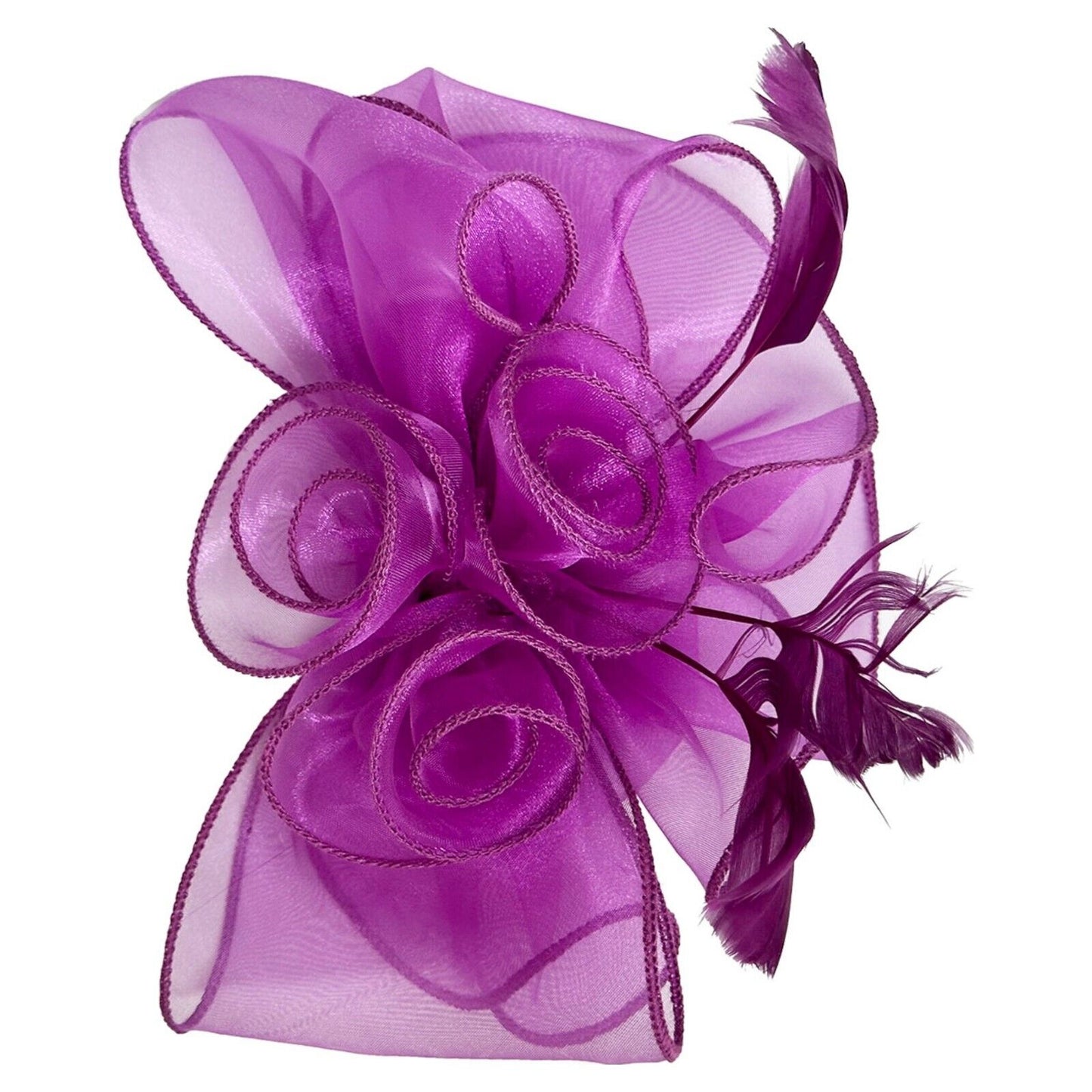 Women's Fascinator Headband Clip Mesh Net Rose Bouquet with Big Bow Flower Feather Wedding Royal Ascot Race