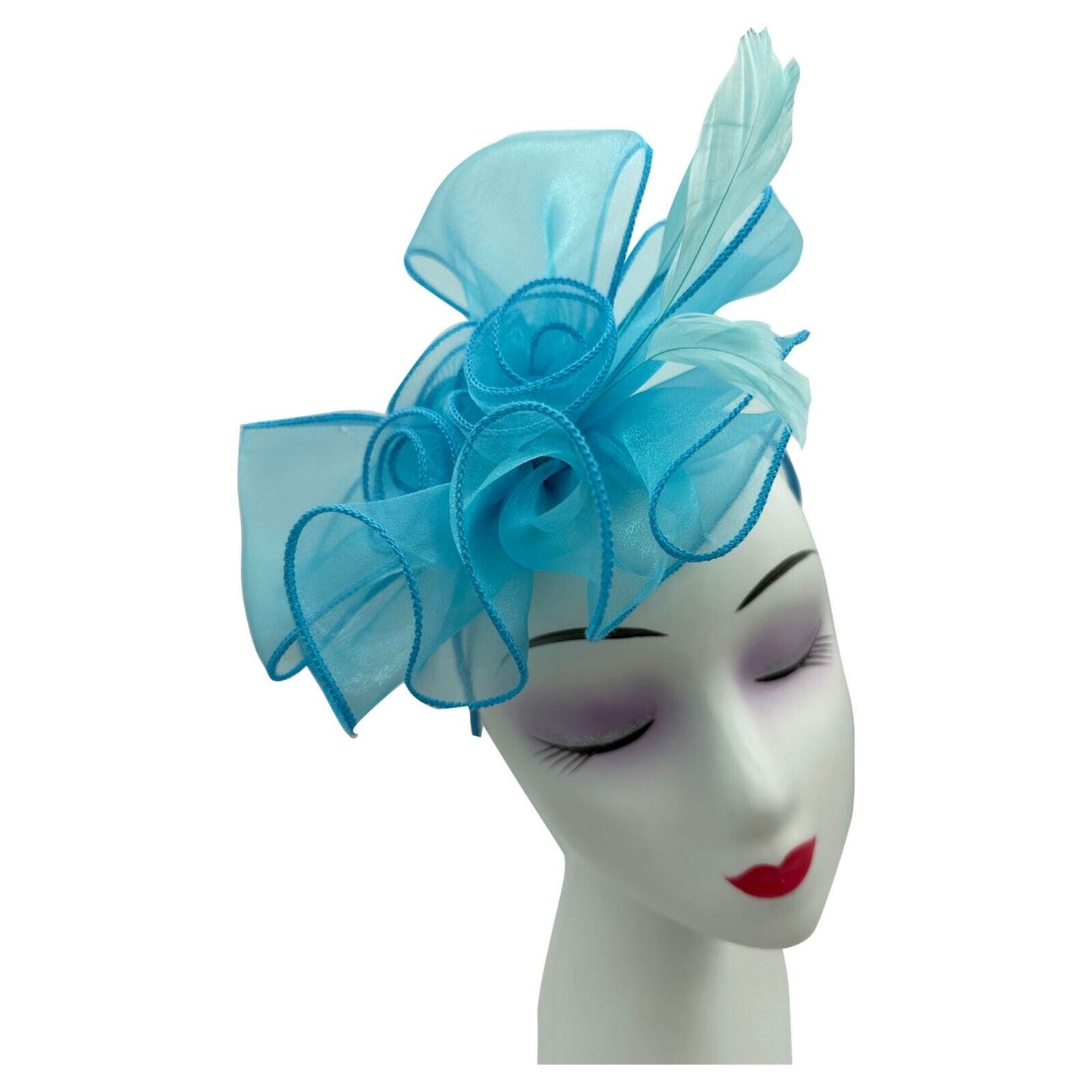 Women's Fascinator Headband Clip Mesh Net Rose Bouquet with Big Bow Flower Feather Wedding Royal Ascot Race