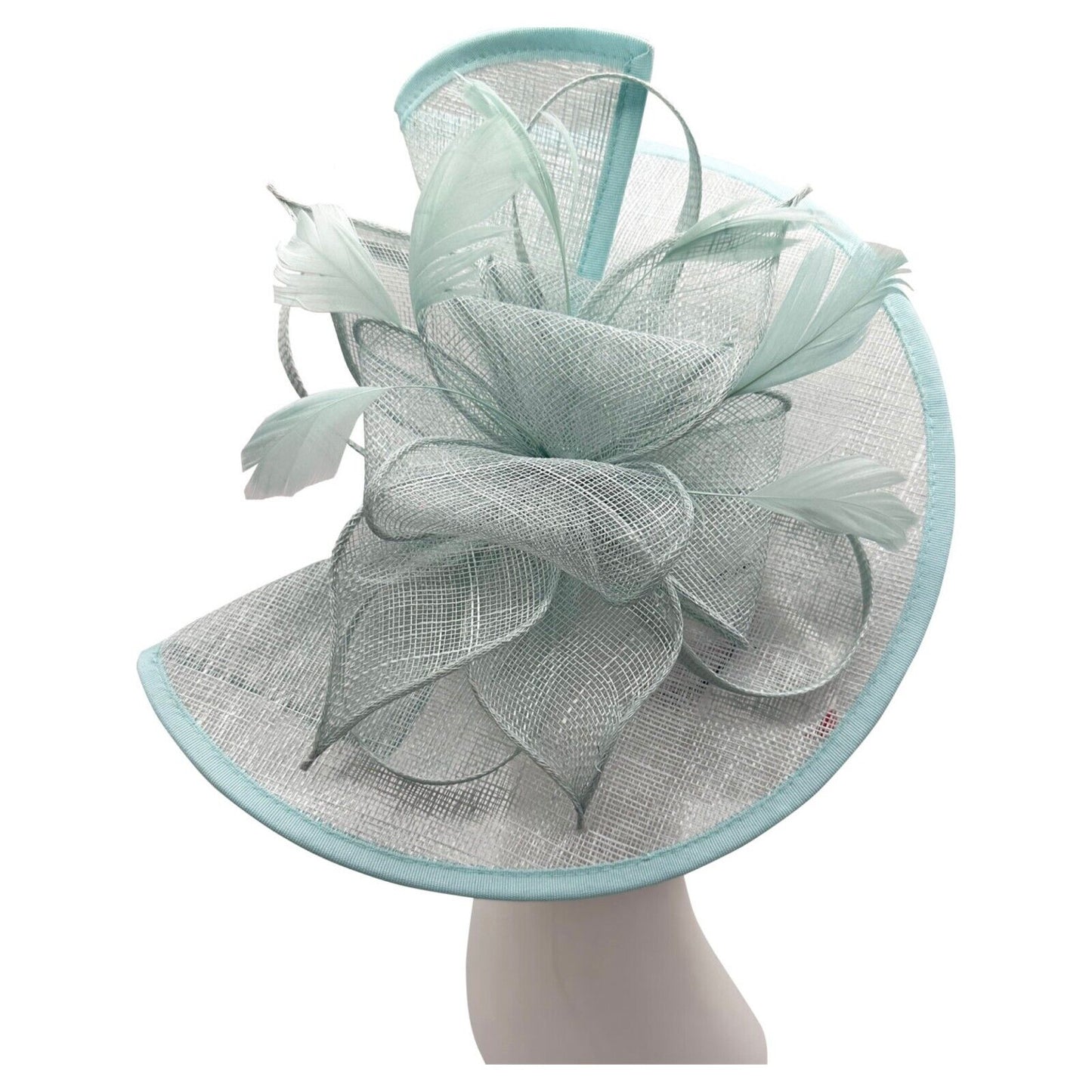 Large Sinamay Looped Feathers Disc Fascinator with Headband & Clip Weddings Races