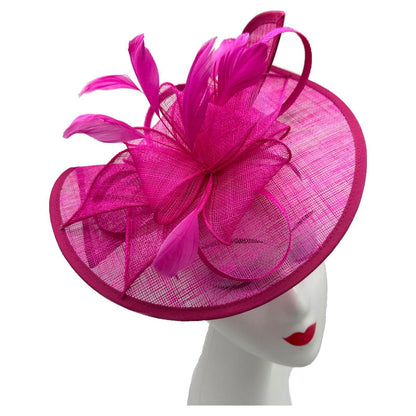 Large Sinamay Looped Feathers Disc Fascinator with Headband & Clip Weddings Races