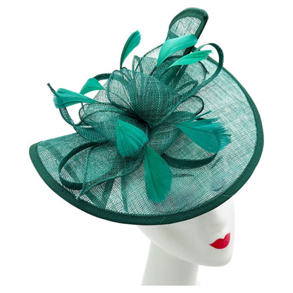 Large Sinamay Looped Feathers Disc Fascinator with Headband & Clip Weddings Races