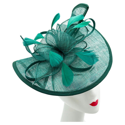 Large Sinamay Looped Feathers Disc Fascinator with Headband & Clip Weddings Races