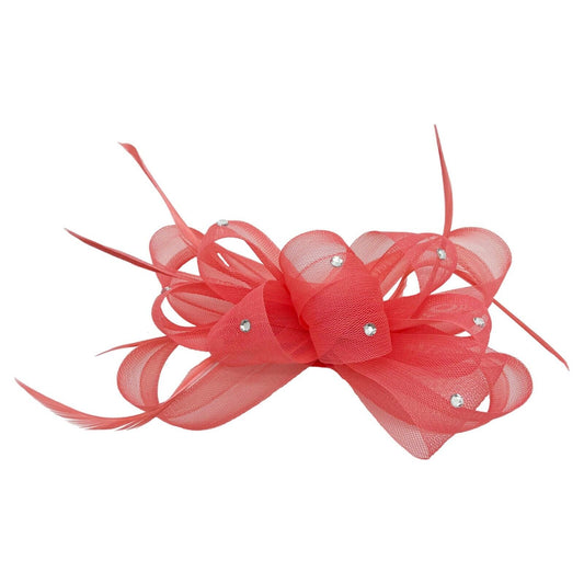 Diamante Loop Bow Feathers Fascinator Headband & Clip