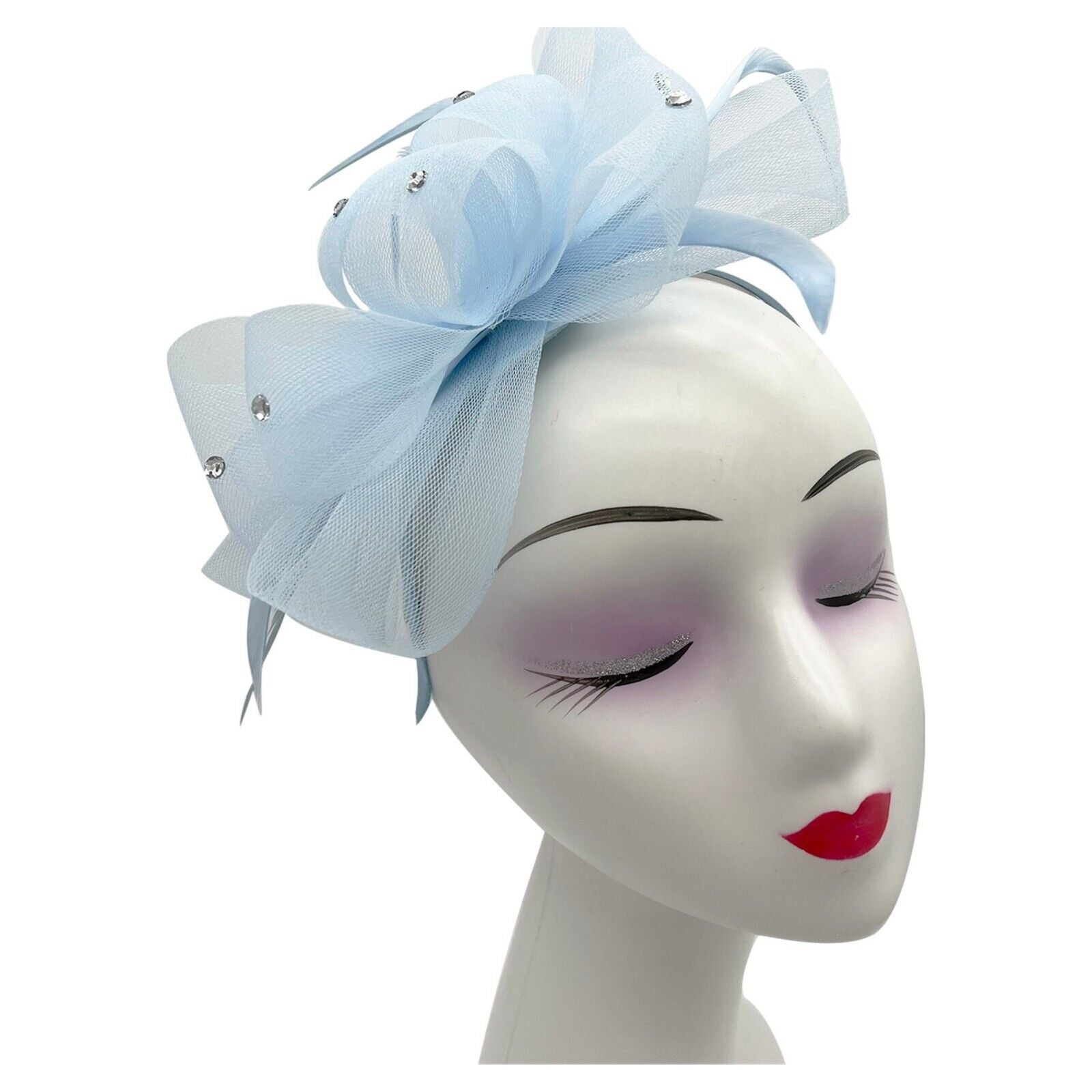 A Mesh Bow Fascinator with Diamante