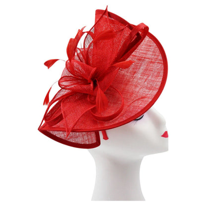Large Sinamay Looped Feathers Disc Fascinator with Headband & Clip Weddings Races