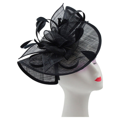 Large Sinamay Looped Feathers Disc Fascinator with Headband & Clip Weddings Races