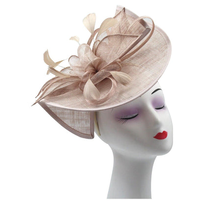 Large Sinamay Looped Feathers Disc Fascinator with Headband & Clip Weddings Races