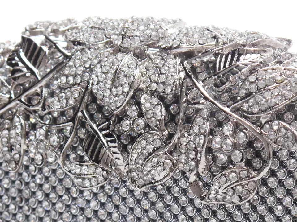 Unique Clasp Diamante Crystal Diamond Evening Clutch Bag
