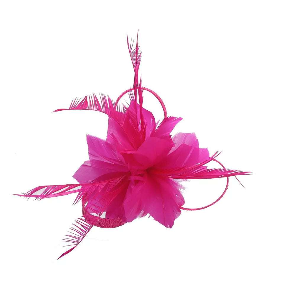 Small Flower Fascinator Hair Clip Feathers Mini Top Hat Wedding Royal Ascot Race