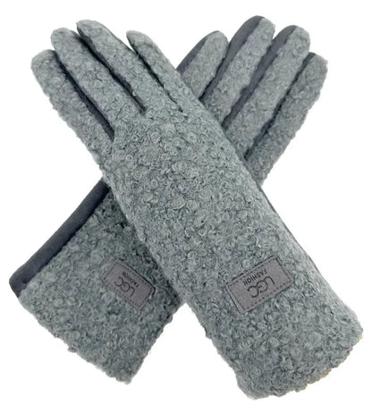 Women's Soft Fashion Gloves Plain Grassy Pattern Warm Winter Gloves Touchscreen