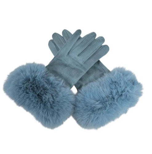 Women Winter Warm Gloves Ladies Suede Soft Faux Fur Fleece Lined Thermal Gloves