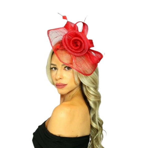Womens Large Wedding Fascinator Headband Clip Flower Feather Hat Ladies Day Races Royal Ascot
