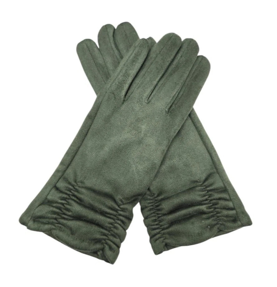 Women's Winter Gloves Faux Suede Soft Fleece Cozy Warm Ladies Fashion Gloves