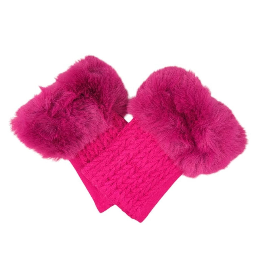 Women's Ladies Winter Fingerless Gloves Suede Fur Mittens Soft Warm Fleece Lined