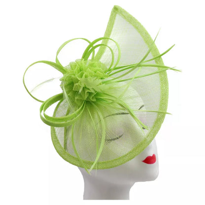 Sinamay Teardrop Flower Fascinator Headband Clip with Feathers Wedding Races