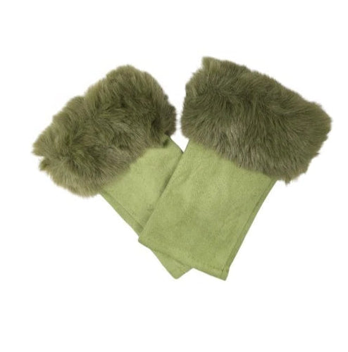 Women's Faux Suede Fingerless Gloves Fur Soft Warm Fleece Lined Mittens Gloves