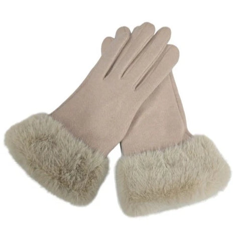 Women's Warm Winter Gloves Ladies Cashmere Blend Soft Faux Fur Cuffs Thermal Lined Touch Screen Gloves