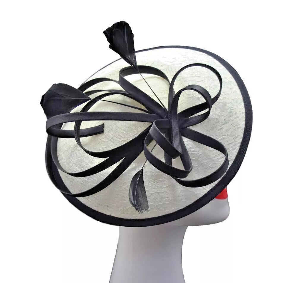 Satin Loops Hatinator Wedding Fascinator Headband Clip Circle Hat Races Royal Ascot