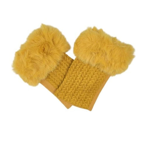Women's Ladies Winter Fingerless Gloves Suede Fur Mittens Soft Warm Fleece Lined