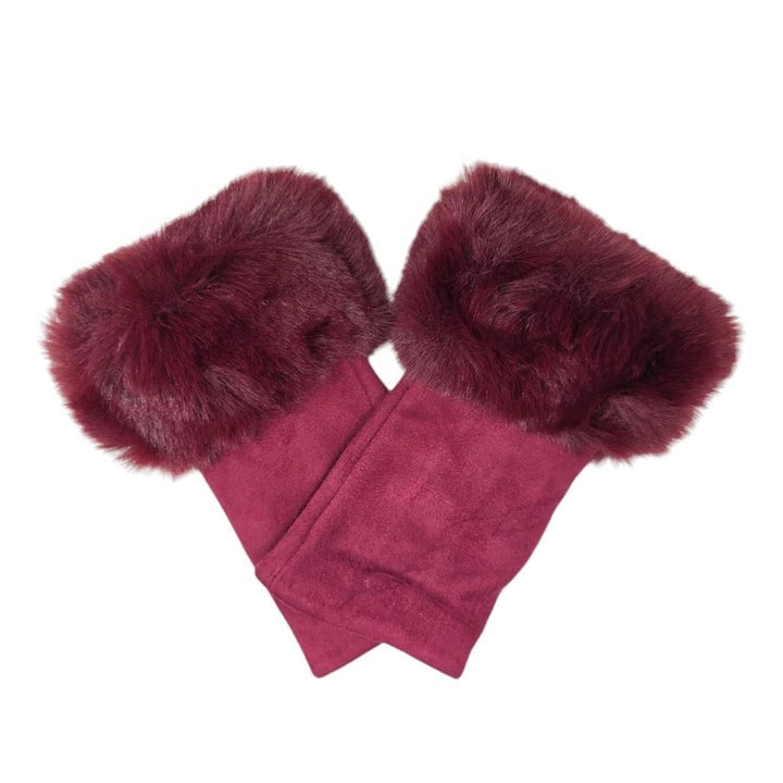 Women's Faux Suede Fingerless Gloves Fur Soft Warm Fleece Lined Mittens Gloves