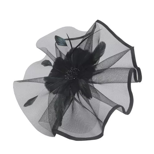 Large Feather Flower Fascinator Headband Clip Hair Hat Wedding Royal Ascot Race