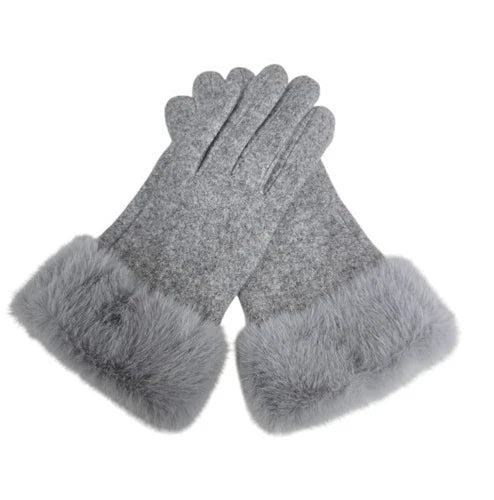 Women's Warm Winter Gloves Ladies Cashmere Blend Soft Faux Fur Cuffs Thermal Lined Touch Screen Gloves