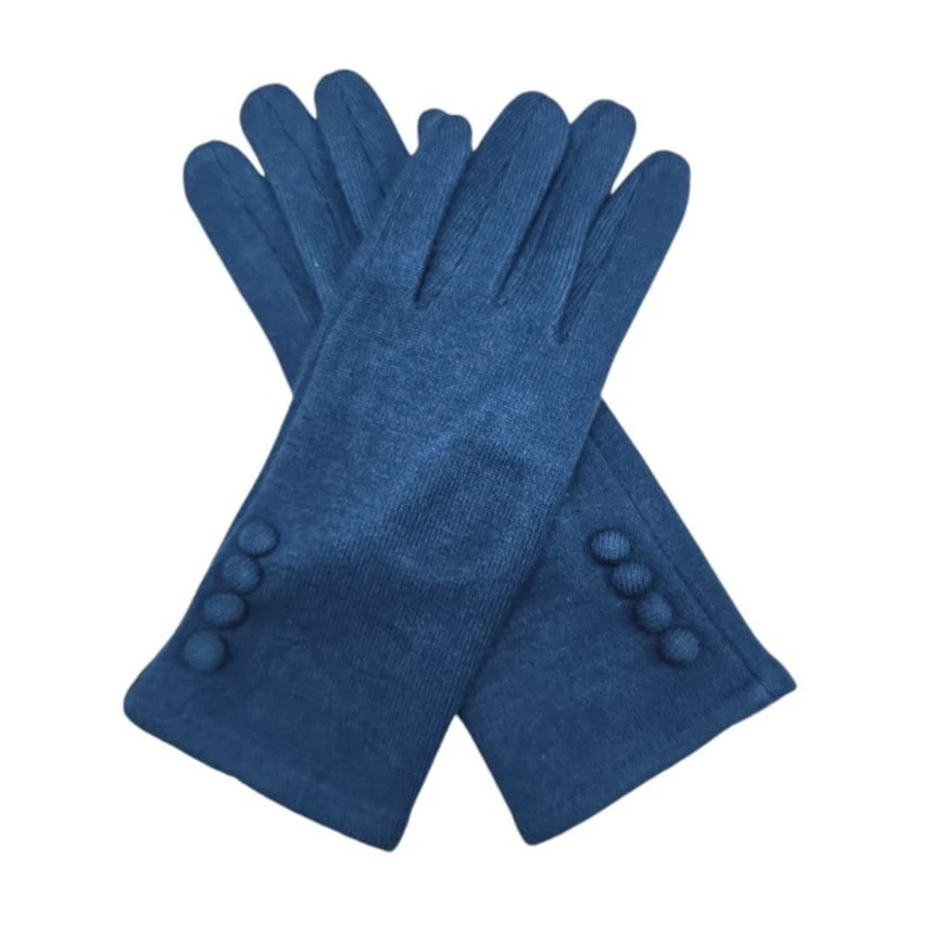 Women Winter Fashion Gloves Buttons Cashmere Blend Ladies Soft Cozy Warm Gloves