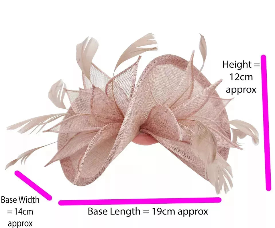 Sinamay Fascinator Wedding Hat Flowers Feathers Headband & Clip Headpiece Races