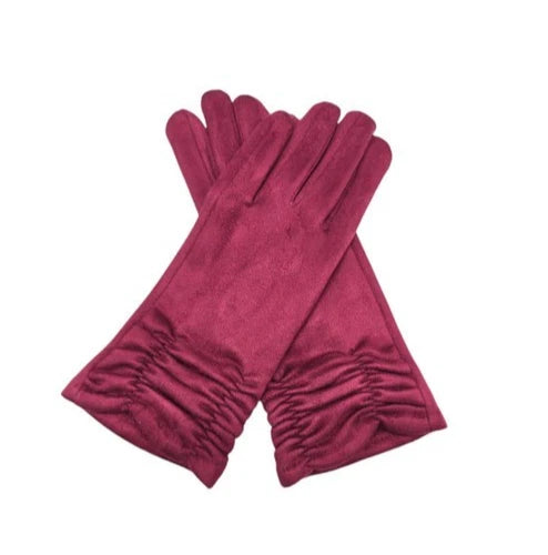 Women's Winter Gloves Faux Suede Soft Fleece Cozy Warm Ladies Fashion Gloves