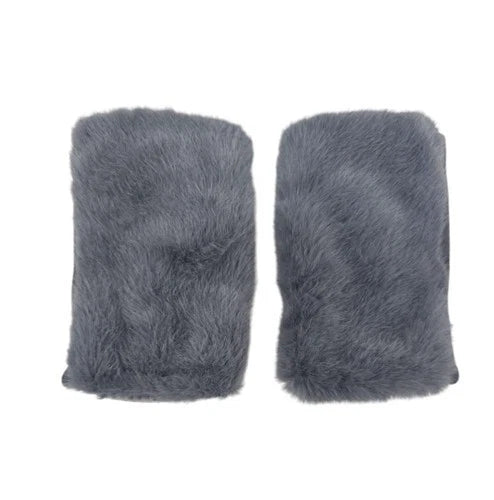 Women's Winter Fingerless Faux Suede Fur Gloves Mittens Soft Warm Fleece Lined UK