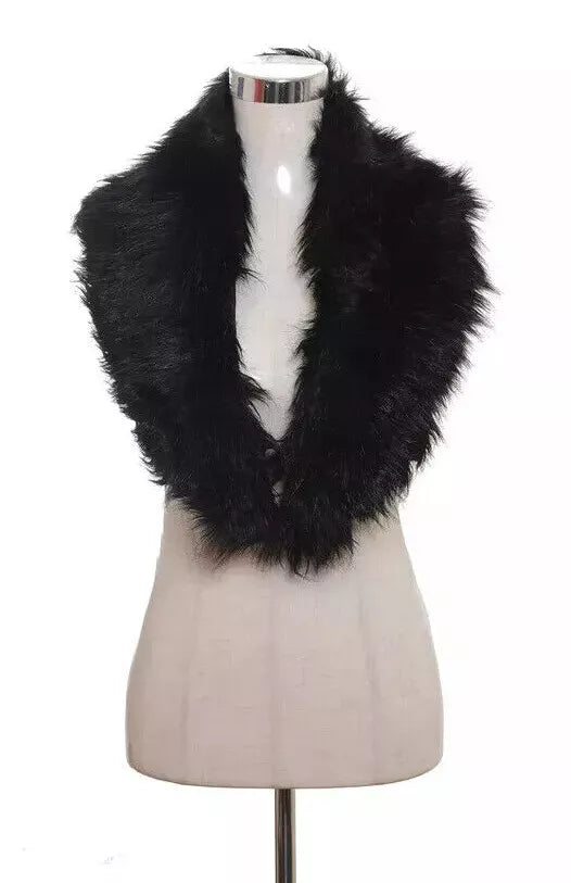 Women's Luxury Fluffy Faux Fur Collar Neck Warmer Cape Winter Scarf Shawl Stole Wrap UK