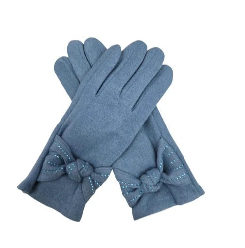 Women Winter Gloves Soft Cosy Thermal Warm Fleece Ladies Bow Gloves Touch Screen