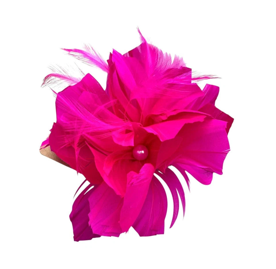 Small Flower Feather Beaded Fascinator Hair Clip Pin Wedding Party Ladies Day Races Royal Ascot