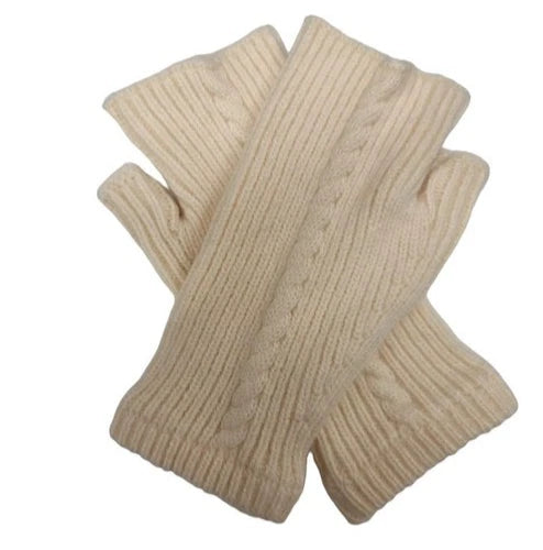 Women's Half Finger/Fingerless Gloves Cashmere Blend Cable Knit Winter Wool Gloves Mittens