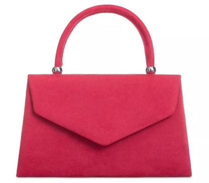 Faux Suede Clutch Bag Grab Top Handle Evening Party Handbag For Women