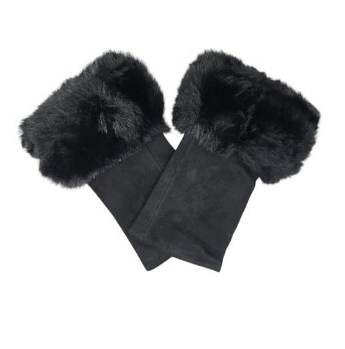 Women's Faux Suede Fingerless Gloves Fur Soft Warm Fleece Lined Mittens Gloves