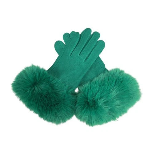 Women Winter Gloves Cashmere Blend Soft Warm Faux Fur Cuffs Ladies Fashion Glove