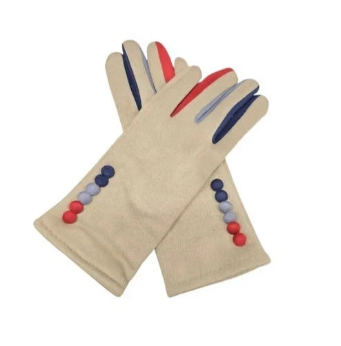 Women Faux Suede Gloves Winter Warm Fleece Soft Lined Multi Colour Button Gloves