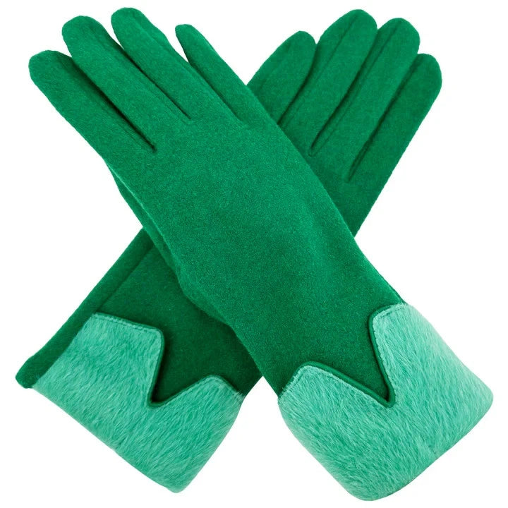 Women Plain Gloves Winter Warm Fleece Lined Ladies Faux Fur Wrist Fashion Gloves