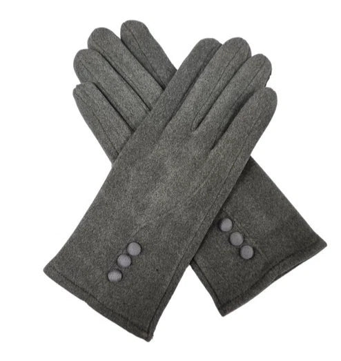 Women's Winter Fashion Gloves Cashmere Blend Warm Soft Comfy Lined Thermal Buttons Gloves