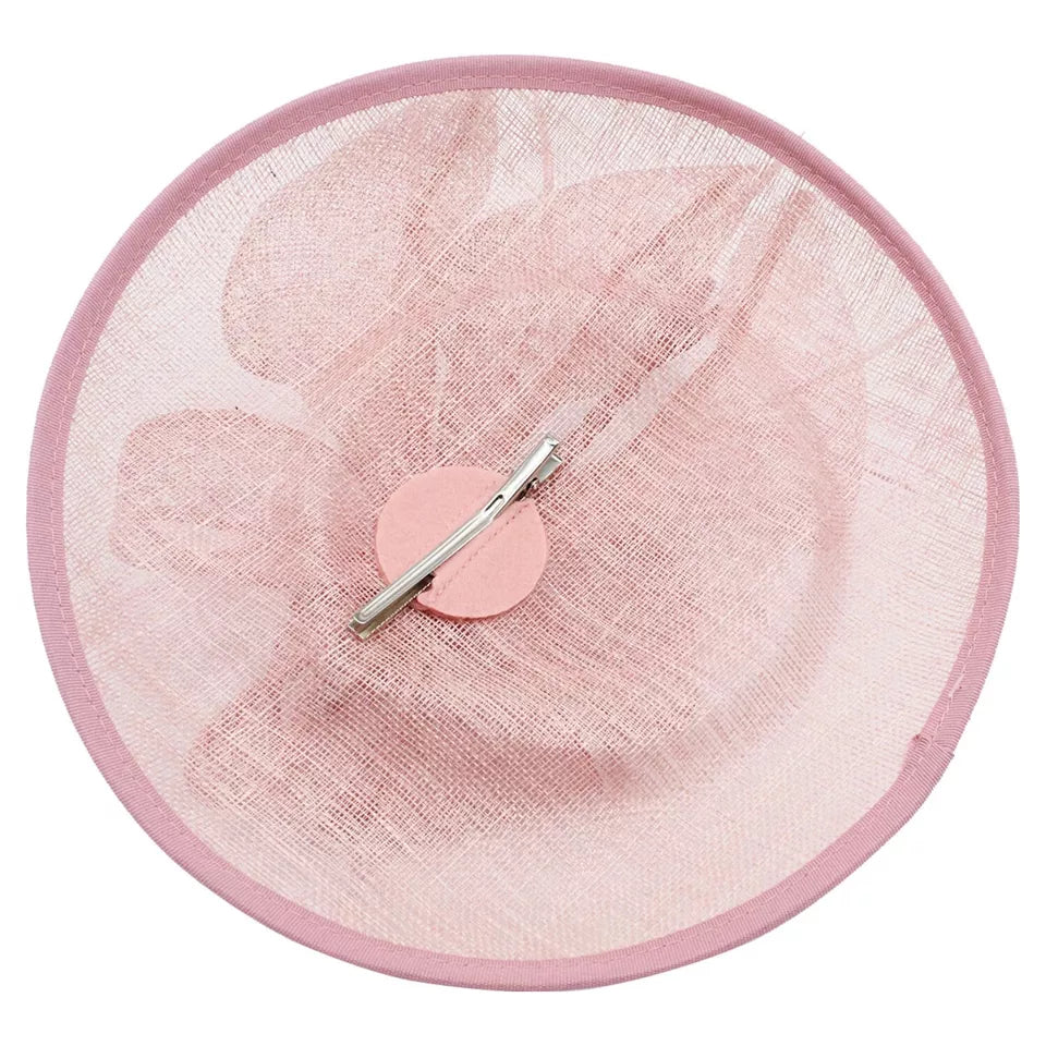 Sinamay Round Fascinator Headband Clip with feathers & Flower Detailing Wedding Hatinator