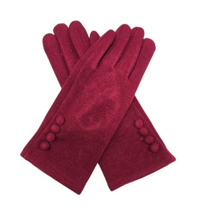 Women Winter Fashion Gloves Buttons Cashmere Blend Ladies Soft Cozy Warm Gloves