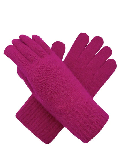 Women  Elegant Soft Plain Winter Gloves Thermal Warm Soft Fleece Lined Ladies Plain Knitted Gloves
