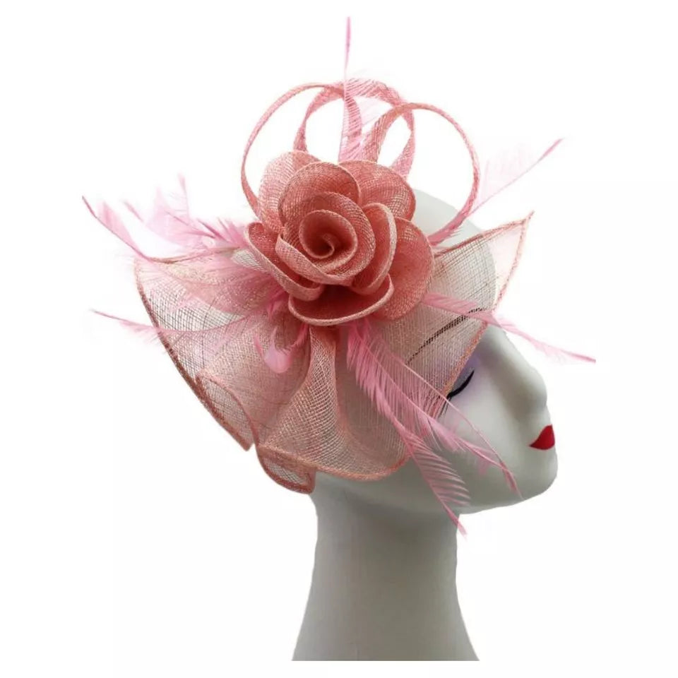 Sinamay Flower Fascinator Headband Clip Teardrop Wedding Hat Races Royal Ascot