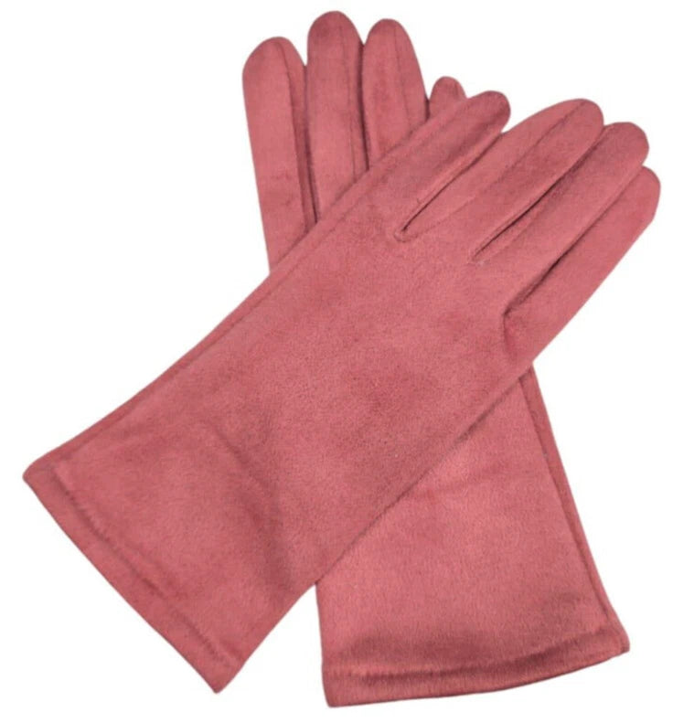 Women Plain Gloves Solid Colour Soft Cozy Warm Faux Suede Gloves  Fleece Touch Screen Gloves