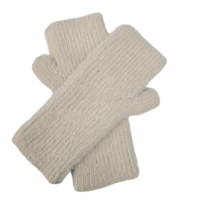 Unisex Women's Cashmere Blend Knitted Fingerless Gloves Winter Soft Wrist Warmers Gloves